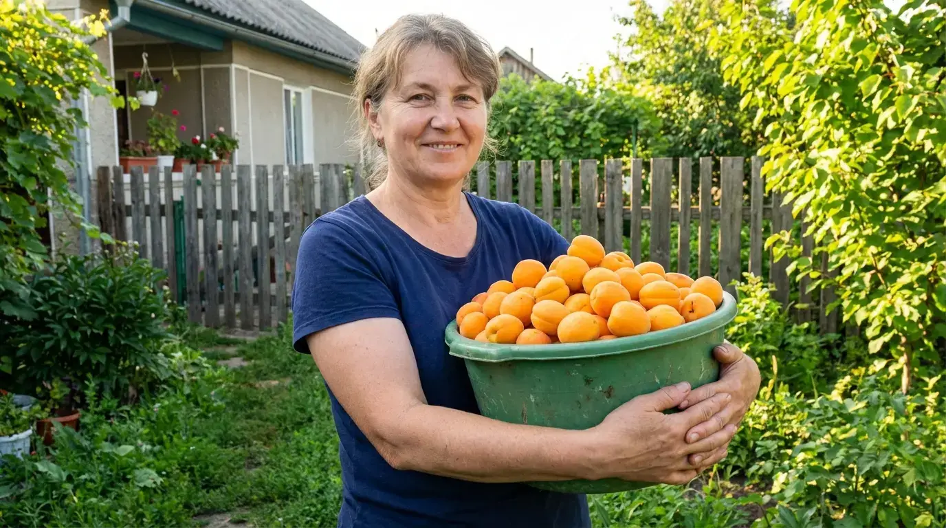 Оксана з урожаєм